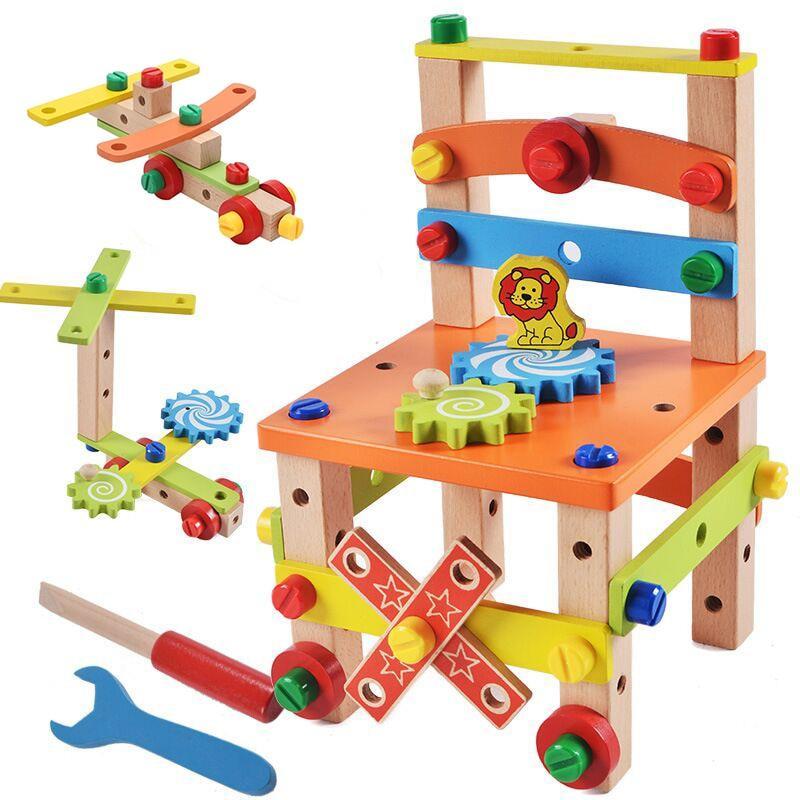 Top Christmas toys kids Wooden Work Chair Montessori Toy  - ToysStars