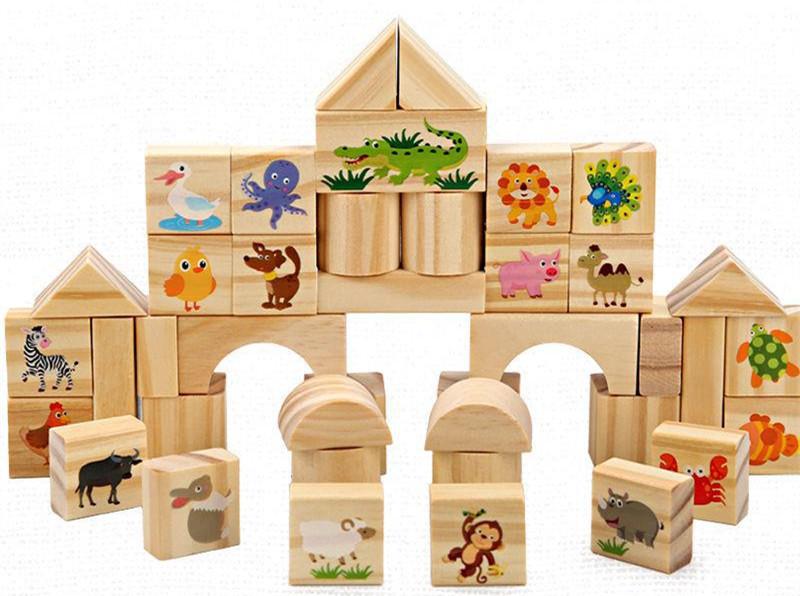 Top Christmas toys kids Premium Colorful Wooden Construction Building - ToysStars