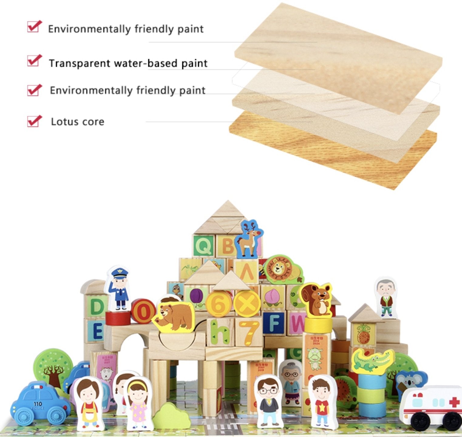 Top Christmas toys kids Premium Colorful Wooden Construction Building - ToysStars